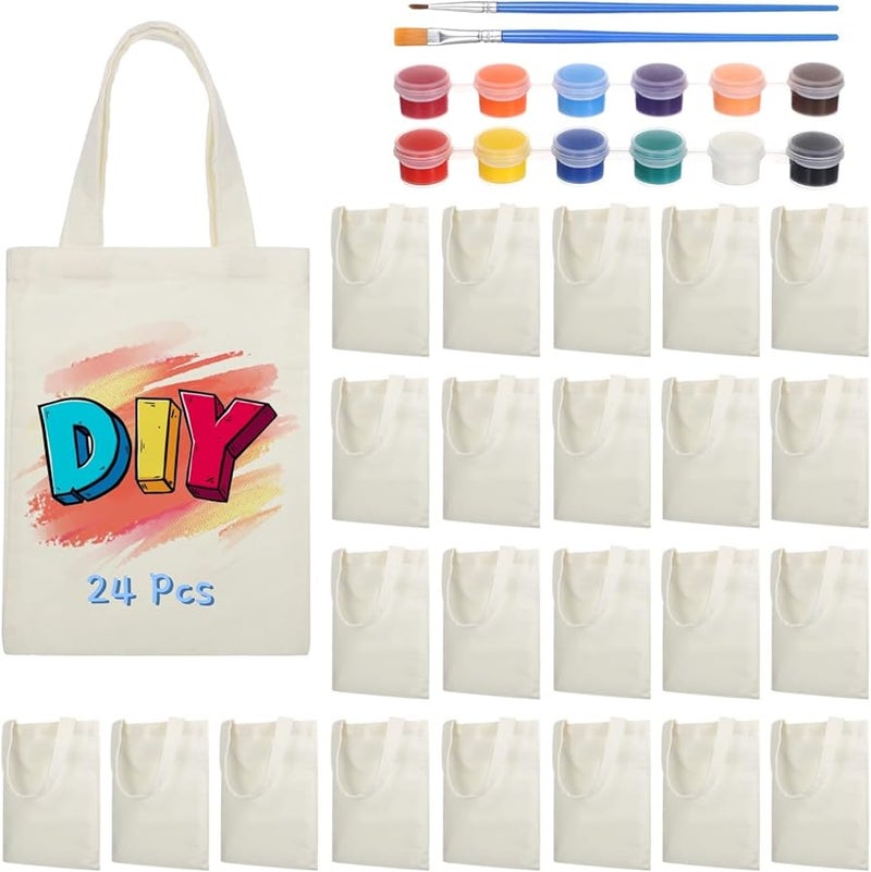 24 حزمة من حقائب القماش الصغيرة للأطفال، للحرف اليدوية والفنون، قابلة لإعادة الاستخدام، مصنوعة يدويًا، وأكياس البقالة الهدايا - Image 1